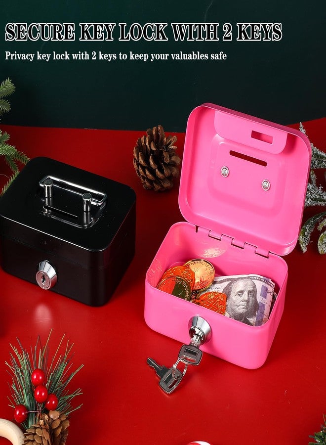 JOUTYFOR 4 Pieces Money Box Cash Box with Lock and Slot Steel Organizer Piggy Bank Metal Coin Bank Gifts for Christmas New Year, Without Money Tray(Black, Green, Gray, Pink) - Image 4